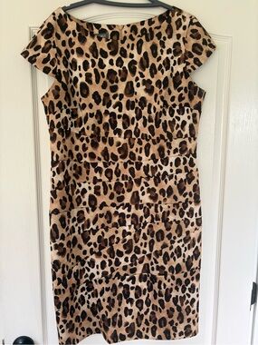 TOZ & ALI Leopard Print Ruched Sheath Dress Size 14 Career Office Animal Print